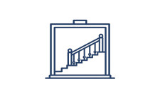 Icon: Blaues Symbol für Treppenaufgang mit Geländer.